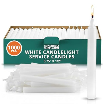 Concordia Supply 5.75" x 1/2" White Candlelight Vigil Candles, Box of 1000 - size: 5.75 inches, style: 1000ct