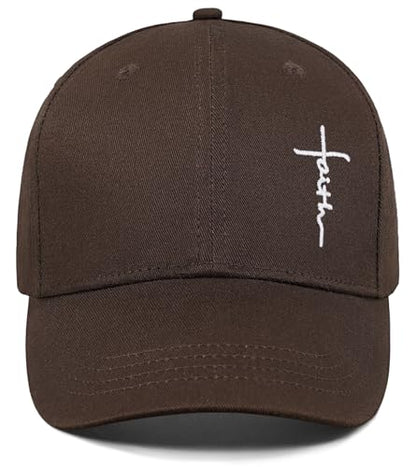 Christian Jesus Hats for Men & Women - Cross Logo Faith Baseball Caps - Ideal Religious Gifts for Thanksgiving and Christmas - color: Brown