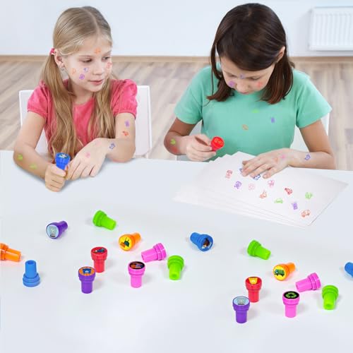 Cinrobiye 24 Pcs Garbage Truck Stampers Party Favor Set, Cute Waste Truck Stamps for Kids Birthday Party, Classroom Rewards, City Vehicle Toys, Goody Bag Fillers, Transportation Themed Party Supplies - color: Garbage Truck
