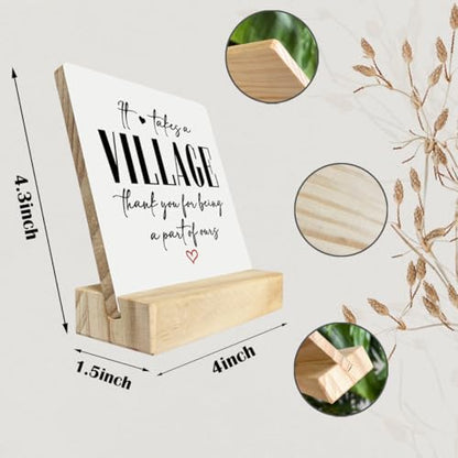 Thank You Wood Plaque Gift, It Takes A Village Thank You for Being A Part of Ours, Plaque with Wooden Stand, Meaningful Wood Sign Plaque Gift, Child Care Worker Gift B1 - color: Takes A Village 03