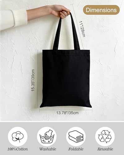 Canvas Tote Bag with Zipper, Halloween Trick or Treat Bags for Kids Bulk - color: [A2] Black