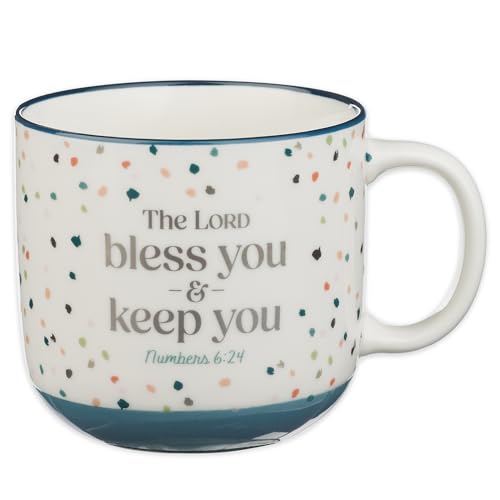 Christian Art Gifts Large Ceramic Coffee & Scripture Mug for Women & Men - color: White & Multicolor Confetti/Bless You, size: 14 Ounces