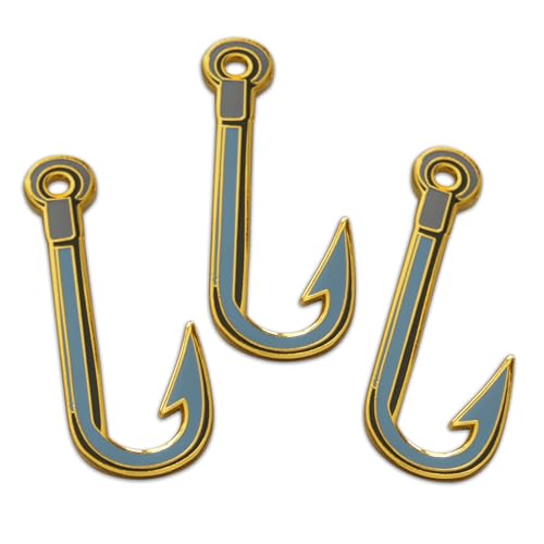 Novel Merk Fish Hook – Gone Fishing Lapel Pin, Hat Pin & Tie Tack Set - with Clutch Back 3 Piece