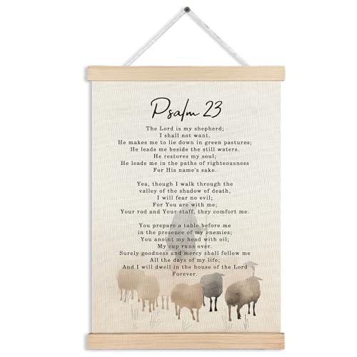 MKIJUHB Psalm 23 Christian Wall Art Decor, Religious Wall Hanging Decor, Bible Verse Scripture Framed Canvas Prints for Home Living Room Bedroom Office Church Walls Decorations, 12x16 Inch - color: Christian Canvas wall art decor 06