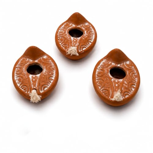 Herodian Clay Oil Lamps, 3 Pack, Judaica Replica