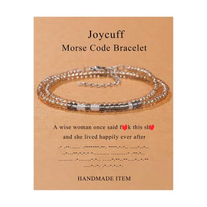Inspirational Morse Code Bracelets for Women Funny Jewelry Birthday Gifts - color: A wise woman once said fk this sht and she lived happily ever after