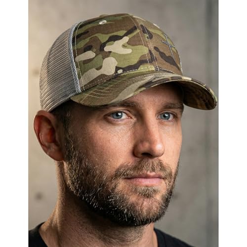 Christian Hats for Men Women,Jesus 3 Nail Cross Hat Christian Religious Gifts for Birthday/Christmas,Black and Silver - color: 593.camo-7