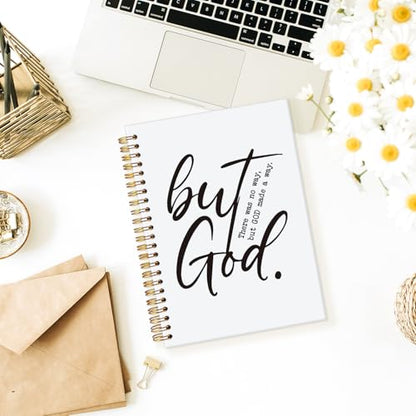 Wheatwin Bible Notebook for Women Men, Christian Journal, But God Inspirational Christian Church Notebook Hardcover Spiral Notebook 5.5x8.3 - color: But god