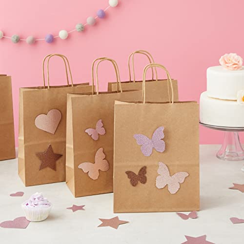 Juvale Brown Gift Bags with Handles - 12-Pack Large, Brown, 8 x 4.75 x 10 In, 120 GSM Paper - Paper Gift Bags Bulk for Party Favors & DIY Decorating & Branding - style: Large