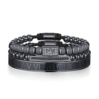 WFYOU Stainless Steel Bracelets for Men Gold Cuff Bracelet Birthday Gifts - color: Black 8