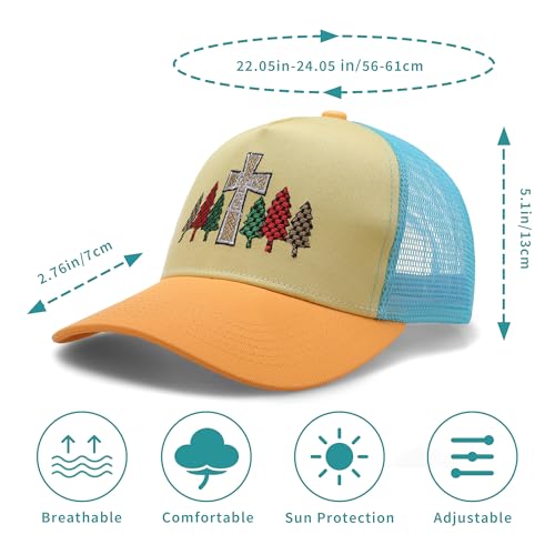 Embroidered Baseball Cap for Women - 2025 Trendy hat Adjustable Breathable Summer Beach Hat Christmas - color: Christian Jesus Cross