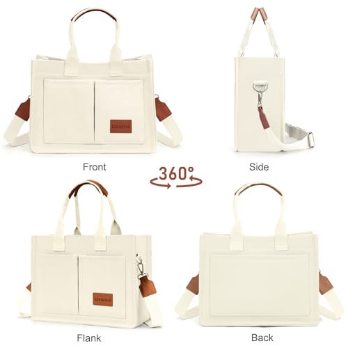 LHMTQVK Canvas Tote Bag for Women, Work & Bible Study Handbag - color: Beige