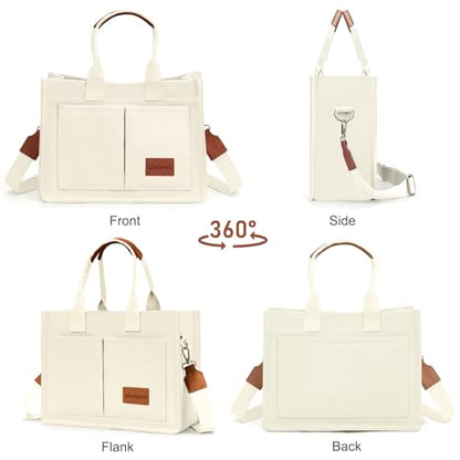 LHMTQVK Canvas Tote Bag for Women, Work & Bible Study Handbag - color: Beige