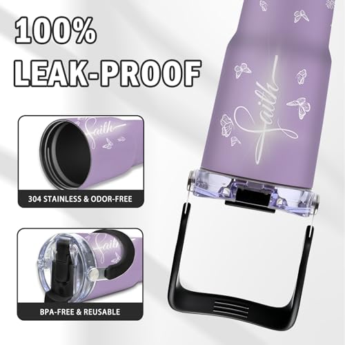 Christian Gifts for Women Faith Tumbler with Top Handle and Flip Straw Lid 20oz Stainless Steel Insulated Travel Cups, Inspirational Religious Gifts for Women Catholic, Pastor Wife Birthday Gift Ideas - color: Christian Faith01
