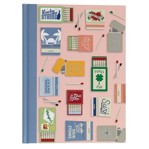 Pearhead Blue Matchbook Hardcover Journal, 6x8 College-Ruled Lined Notebook, 200 Pages, Trendy Writing Journal for Work, School & Everyday Notes - color: Blue Matchbook Collage Journal