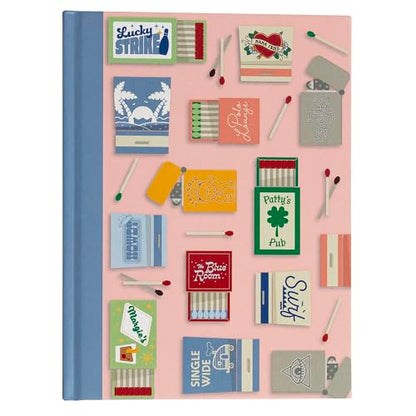 Pearhead Blue Matchbook Hardcover Journal, 6x8 College-Ruled Lined Notebook, 200 Pages, Trendy Writing Journal for Work, School & Everyday Notes - color: Blue Matchbook Collage Journal