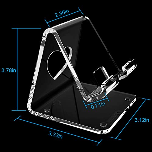 Crpich Acrylic Cell Phone Stand, Portable Phone Holder, Clear Phone Stand for Desk, Compatible with Phone16 15 14 13 Pro Max Mini 12 11 SE, Switch, Android Smartphone, Pad, Tablet, Desk Accessories - color: Clear