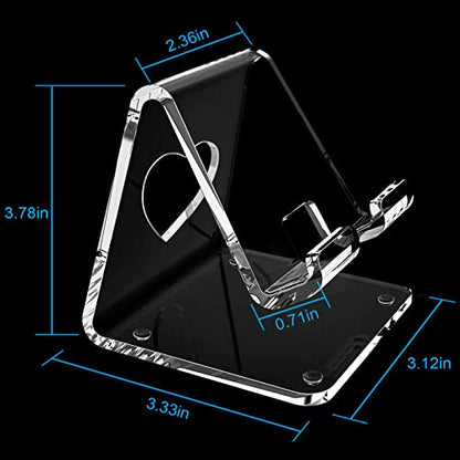 Crpich Acrylic Cell Phone Stand, Portable Phone Holder, Clear Phone Stand for Desk, Compatible with Phone16 15 14 13 Pro Max Mini 12 11 SE, Switch, Android Smartphone, Pad, Tablet, Desk Accessories - color: Clear