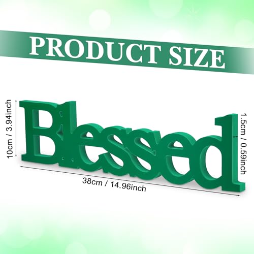 Blulu Blessed Letter Table Sign Wooden Blessed Standing Sign,Green - color: Green