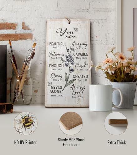 YZEXEZY Bible Verse Sign 12"x6" Farmhouse Christian Home Office Wall Decor Inspirational Christian Art Gifts for Prayers-You Are - style: You Are