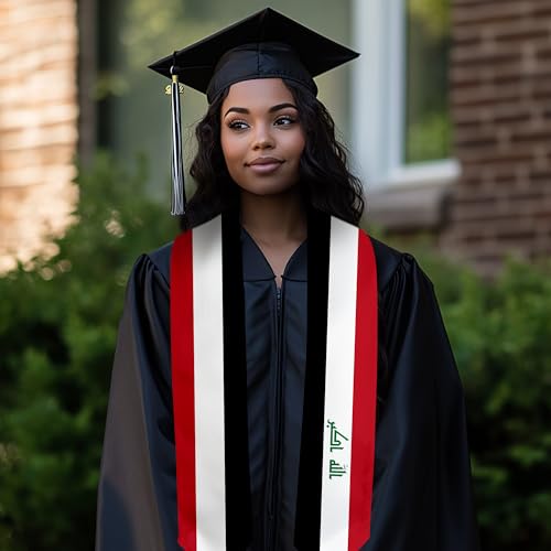 Graduation Satin Sash Scarf 72" Stole - color: Iraq Flag
