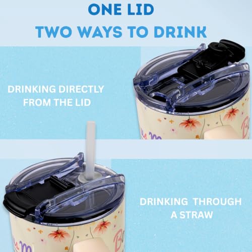 Bonus Mom Gifts 40 Oz Tumbler with Handle and Straw, Bonus Mom Gift with Funny Nutrition Facts Design, Gifts for Step Moms, Birthday Gifts for Bonus Moms from Daughter, Son or Family - color: Bonus Mom