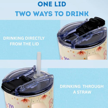 Bonus Mom Gifts 40 Oz Tumbler with Handle and Straw, Bonus Mom Gift with Funny Nutrition Facts Design, Gifts for Step Moms, Birthday Gifts for Bonus Moms from Daughter, Son or Family - color: Bonus Mom