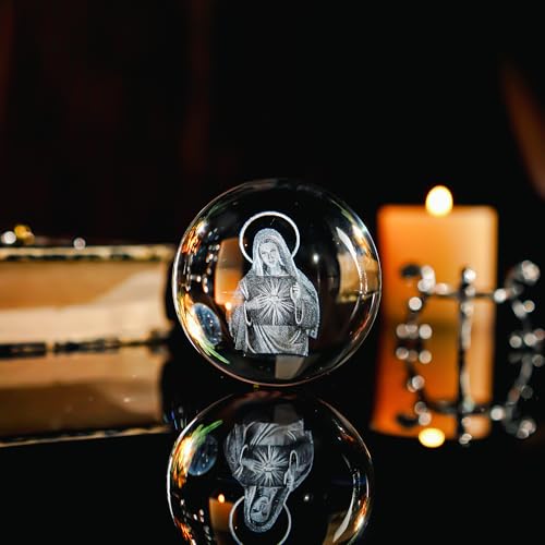ZEERSHEE 3D Virgin Mary Crystal Ball with Stand Religious Gift Home Decor - style: Virgin Mary-2