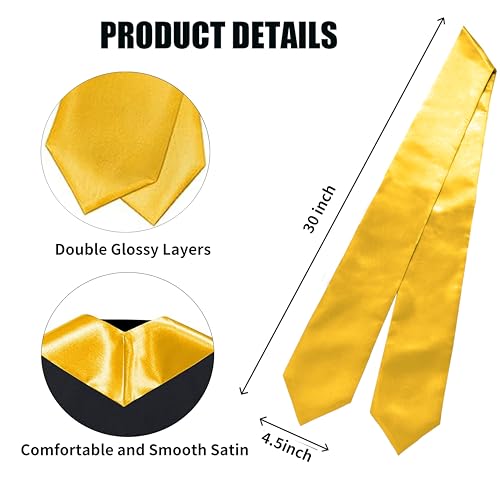 MyGradDay Plain Graduation Stole Colorful Stole for Adult Length 60",Rich in Color - color: Gold