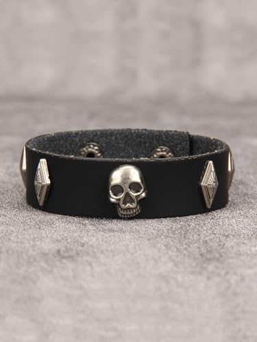 Jeilwiy Punk Rock Gothic Black Rivet Leather Spiked Necklace Collar Neckband Leather Choker Necklace for Women Mom Gifts Adjustable - color: Gothic Bracelet Black