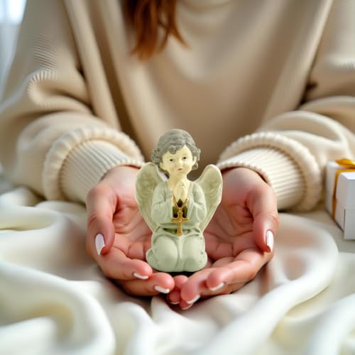 Praying Angel Figurine with Cross, Kneeling Angel Statue, 5.32 Inch - color: Kneeling Angel With Cross