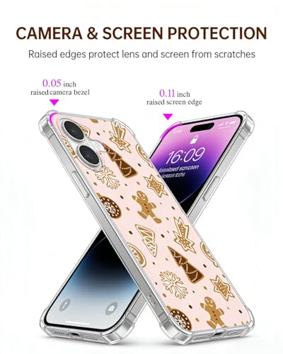 Brown Christmas Tree Gingerbread Phone Case Compatible with iPhone 17, Cute Winter Snowflake Phone Cover for iPhone 17 - color: Brown Christmas