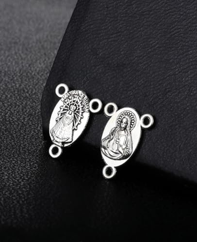COTTVOTT St Benedict,Our Lady of Guadalupe Medal for DIY Jewelry Making,Virgin Mary Christ Jesus Rosary Center Connection Part - color: 30pcs-sacred heart of jesus