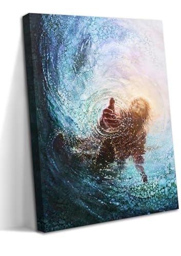 Jesus Christian Wall Art, Hand of God Canvas Paintings Posters Prints, Christ Religion Bible Jesus Salvation Wall Decor for Church Study Prayer Room Home Decoration 12x16 in Framed - color: Hands of Jesus, size: 16"L x 12"W