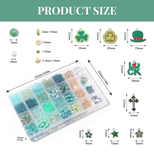 850Pcs Green Glass Beads for Jewelry Making Kit - color: glaze