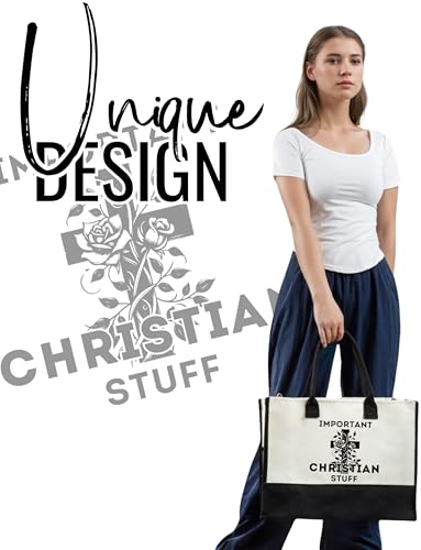 InnoBeta Christian Gifts for Women, Christian Canvas Tote Bag with Top Zipper Closure and Shoulder Strap for Day of Prayer - color: Important