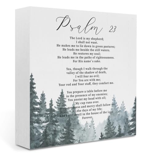 Psalm 23, Christian Decor, Christian Office Decor,the Lord is My Shepherd, Bible Verses Wooden Box Sign for Office Home Bookshelf Tabletop - color: Psalm 23