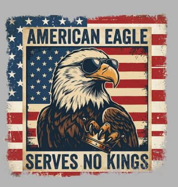No King in America Patriotic Car Decal - color: Americian Eagle Serves No Kings