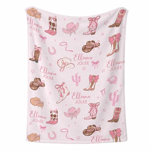Personalized Western Baby Blanket Cowgirl Nursery, Western Rodeo Horse Desert Pattern, Custom Name Toddler Kids Throw Blanket, Rustic Nursery Decor - color: Western Baby Blanket Cowgirl Nursery