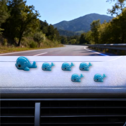 Dolphins Car Dashboard Decorations, Funny Resin Animals Rear View Mirror Ornaments, Mini Cute Automotive Interior Accessories for Women Girl (BE-6PCS) - size: BE-6PCS