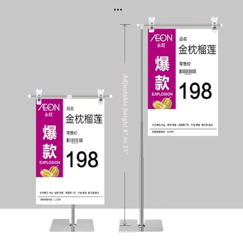 2 Pcs T-Sign Adjustable Metal Banner Holder, Table Top Banner Stand