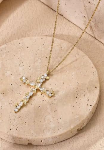 Cross Necklace for Women,14K Gold Silver Plated Box Chain Pendant，Dainty Personalized Charm Jewelry Gift for Her - color: Gold Cross A