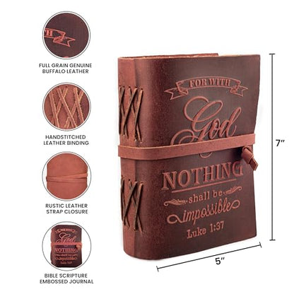 LEATHER VILLAGE Faith Journal Nothing Impossible Verse, Fuchsia 13x8. - color: Fuchsia, size: 13 inches X 8 inches