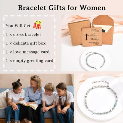 Religious Cross Bracelet for Women Girls, Christian Gifts - color: Every day God thinks of you