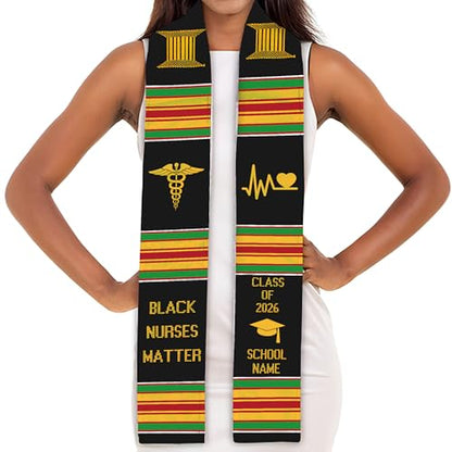 MDPrints Global Kente Graduation Sash 2026, Black Girl Magic Graduation Sash 2026, Class of 2026 Graduation Gift - color: Kente Dk03