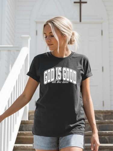 Christian Shirt for Women God is Good Graphic Tee Bible Verse - color: Darkgrey-god, size: Medium