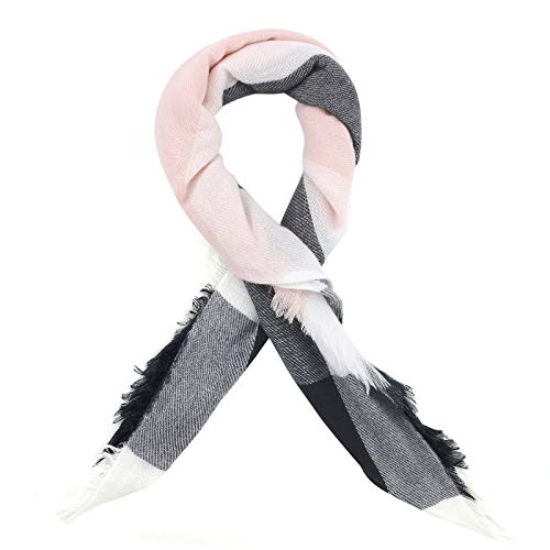 American Trends Scarfs for Women Winter Triangle Scarf Classic Plaid Warm Scarf Soft Scarves Knitted Wrap Shawl - color: A Triangle Pink & Black