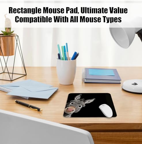 Funny Donkey Mouse Pad for Desk, Donkey Lover Gifts, Rustic Peeking Farm Animal Mousepads with Anti-Slip Rubber Base for Computer Laptop Home Office Desk Accessories, 9.5x7.9 Inch - color: Square mouse pad-donkey