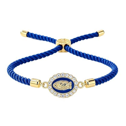 Catholic Bracelets St. Benedict Bracelet Red Rope Double Hole Pendant Couple Woven Bracelets Adjustable Black Bracelet - color: Blue
