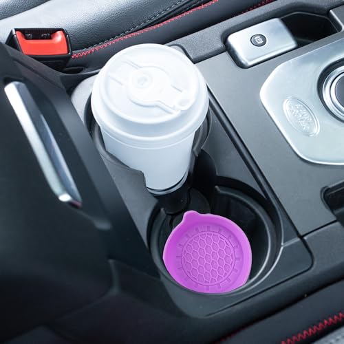 Amooca 2-Pack Spill-Proof Cup Coasters Non-Slip Car Cup Holder Inserts - color: Purple, size: 2 pack